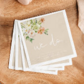 LEAH Creamy Beige Floral Wedding We Do Napkins Serviette