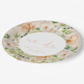LEAH Creamy Beige Frühlingsfloral wir Hochzeit Pappteller (Schrägansicht)