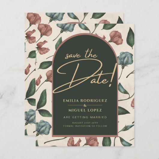 Leah G Emerald Green Terracotta Fall Save the Date (Vorne/Hinten)