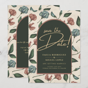 Leah G Emerald Green Terracotta Fall Save the Date Einladung