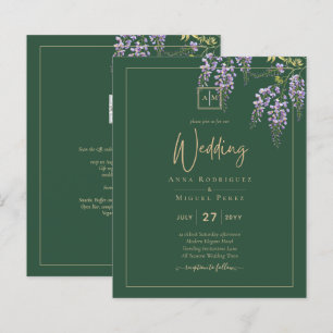 Leah G Green Lila WISTERIA Wedding INVITE
