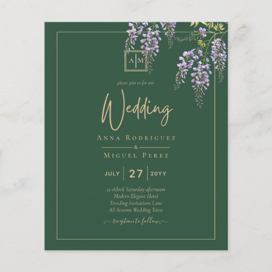Leah G Green Lila WISTERIA Wedding INVITE Flyer (Vorne)