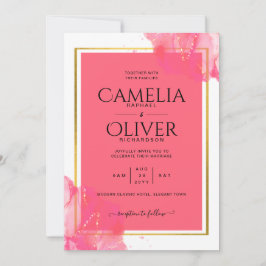 Leah G Lachs PINK GOLD WEDDING Alkohol Tinte Einladung