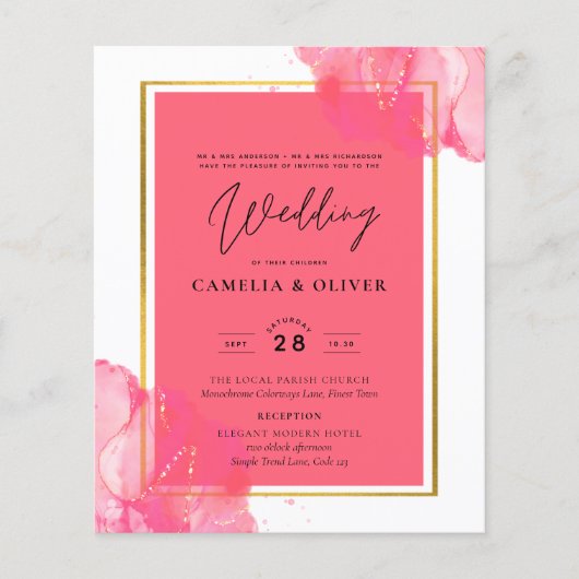 Leah G Lachs PINK GOLD WEDDING Alkohol Tinte Flyer (Vorne)