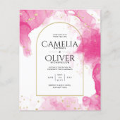 Leah G PINK GOLD INK Abstrakt Wedding INVITE (Vorderseite)