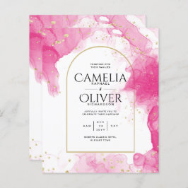 Leah G PINK GOLD INK Abstrakt Wedding INVITE