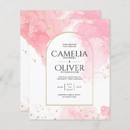 Leah G PINK GOLD INK Abstrakt Wedding INVITE