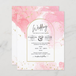 Leah G PINK GOLD INK Abstrakt Wedding INVITE