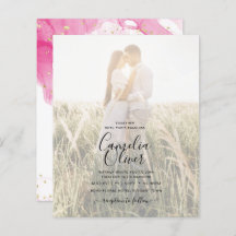 Leah G PINK GOLD INK Abstrakt Wedding INVITE