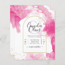 Leah G PINK GOLD INK Abstrakt Wedding INVITE
