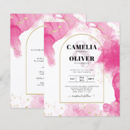 Leah G PINK GOLD INK Abstrakt Wedding INVITE