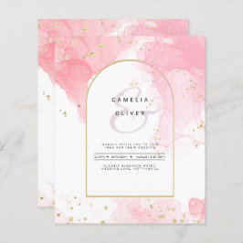 Leah G PINK GOLD INK Abstrakt Wedding INVITE