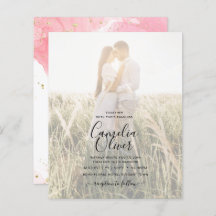 Leah G PINK GOLD INK Abstrakt Wedding INVITE
