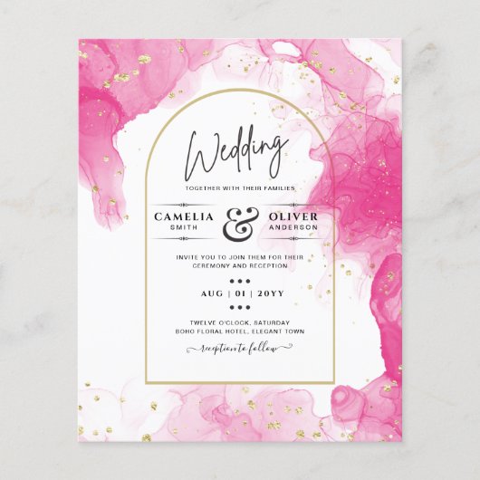 Leah G PINK GOLD INK Abstrakt Wedding INVITE (Vorderseite)