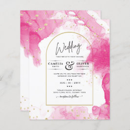 Leah G PINK GOLD INK Abstrakt Wedding INVITE