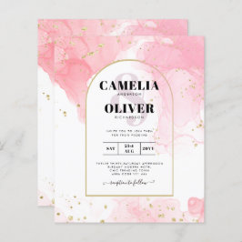 Leah G PINK GOLD INK Abstrakt Wedding INVITE