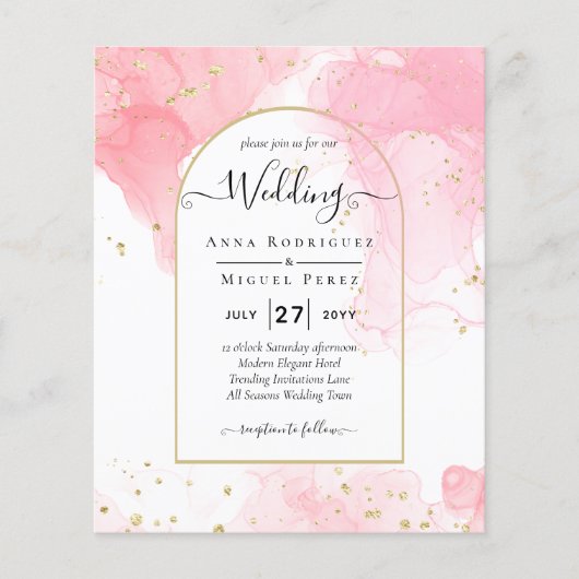 Leah G PINK GOLD INK Abstrakt Wedding INVITE (Vorderseite)