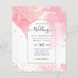 Leah G PINK GOLD INK Abstrakt Wedding INVITE