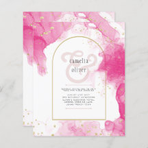 Leah G PINK GOLD INK Abstrakt Wedding INVITE