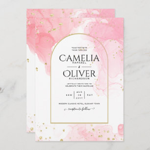 Leah G PINK GOLD INK Abstrakt Wedding INVITE Einladung