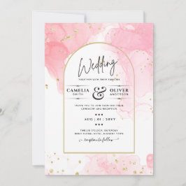 Leah G PINK GOLD INK Abstrakt Wedding INVITE Einladung