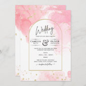 Leah G PINK GOLD INK Abstrakt Wedding INVITE Einladung (Vorne/Hinten)
