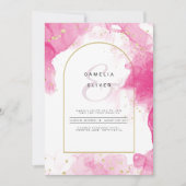 Leah G PINK GOLD INK Abstrakt Wedding INVITE Einladung (Vorderseite)