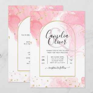 Leah G PINK GOLD INK Abstrakt Wedding INVITE Einladung