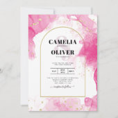 Leah G PINK GOLD INK Abstrakt Wedding INVITE Einladung (Vorderseite)