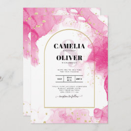 Leah G PINK GOLD INK Abstrakt Wedding INVITE Einladung
