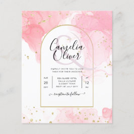 Leah G PINK GOLD INK Abstrakt Wedding INVITE Flyer