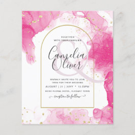 Leah G PINK GOLD INK Abstrakt Wedding INVITE Flyer