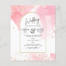 Leah G PINK GOLD INK Abstrakt Wedding INVITE Flyer