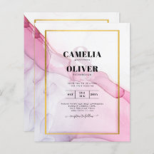 Leah G PINK Lila Tinte Abstrakt Wedding INVITE
