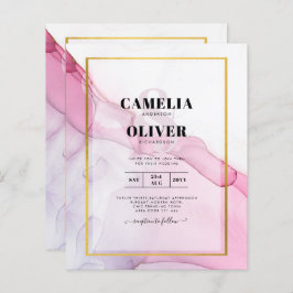 Leah G PINK Lila Tinte Abstrakt Wedding INVITE