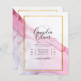 Leah G PINK Lila Tinte Abstrakt Wedding INVITE