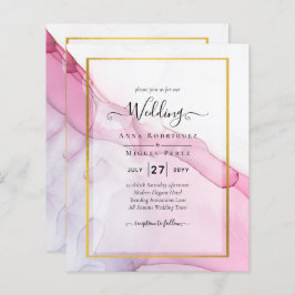 Leah G PINK Lila Tinte Abstrakt Wedding INVITE