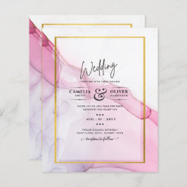 Leah G PINK Lila Tinte Abstrakt Wedding INVITE