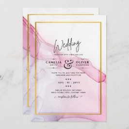 Leah G PINK Lila Tinte Abstrakt Wedding INVITE Einladung