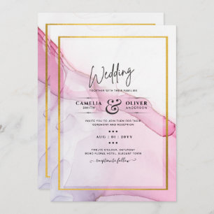 Leah G PINK Lila Tinte Abstrakt Wedding INVITE Einladung