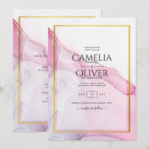 Leah G PINK Lila Tinte Abstrakt Wedding INVITE Einladung