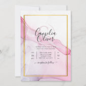 Leah G PINK Lila Tinte Abstrakt Wedding INVITE Einladung (Vorderseite)