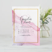 Leah G PINK Lila Tinte Abstrakt Wedding INVITE Einladung (Stehend Vorderseite)