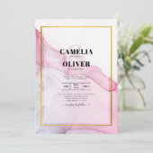 Leah G PINK Lila Tinte Abstrakt Wedding INVITE Einladung (Stehend Vorderseite)