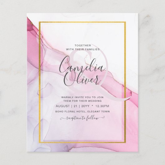 Leah G PINK Lila Tinte Abstrakt Wedding INVITE Flyer (Vorne)