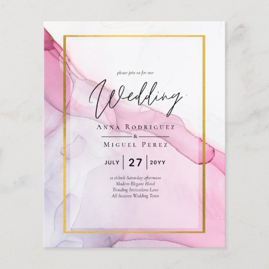 Leah G PINK Lila Tinte Abstrakt Wedding INVITE Flyer (Vorne)