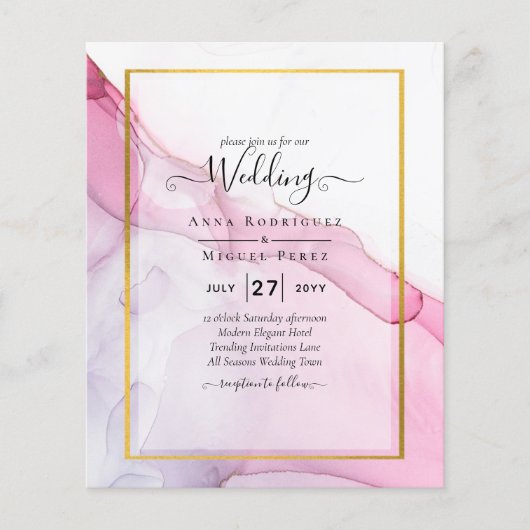 Leah G PINK Lila Tinte Abstrakt Wedding INVITE Flyer (Vorne)