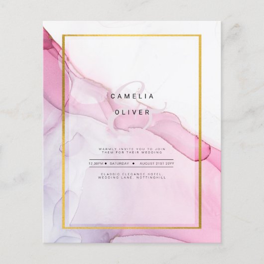 Leah G PINK Lila Tinte Abstrakt Wedding INVITE Flyer (Vorne)