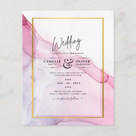 Leah G PINK Lila Tinte Abstrakt Wedding INVITE Flyer (Vorne)