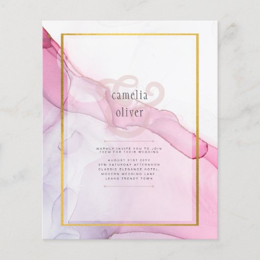 Leah G PINK Lila Tinte Abstrakt Wedding INVITE Flyer (Vorne)